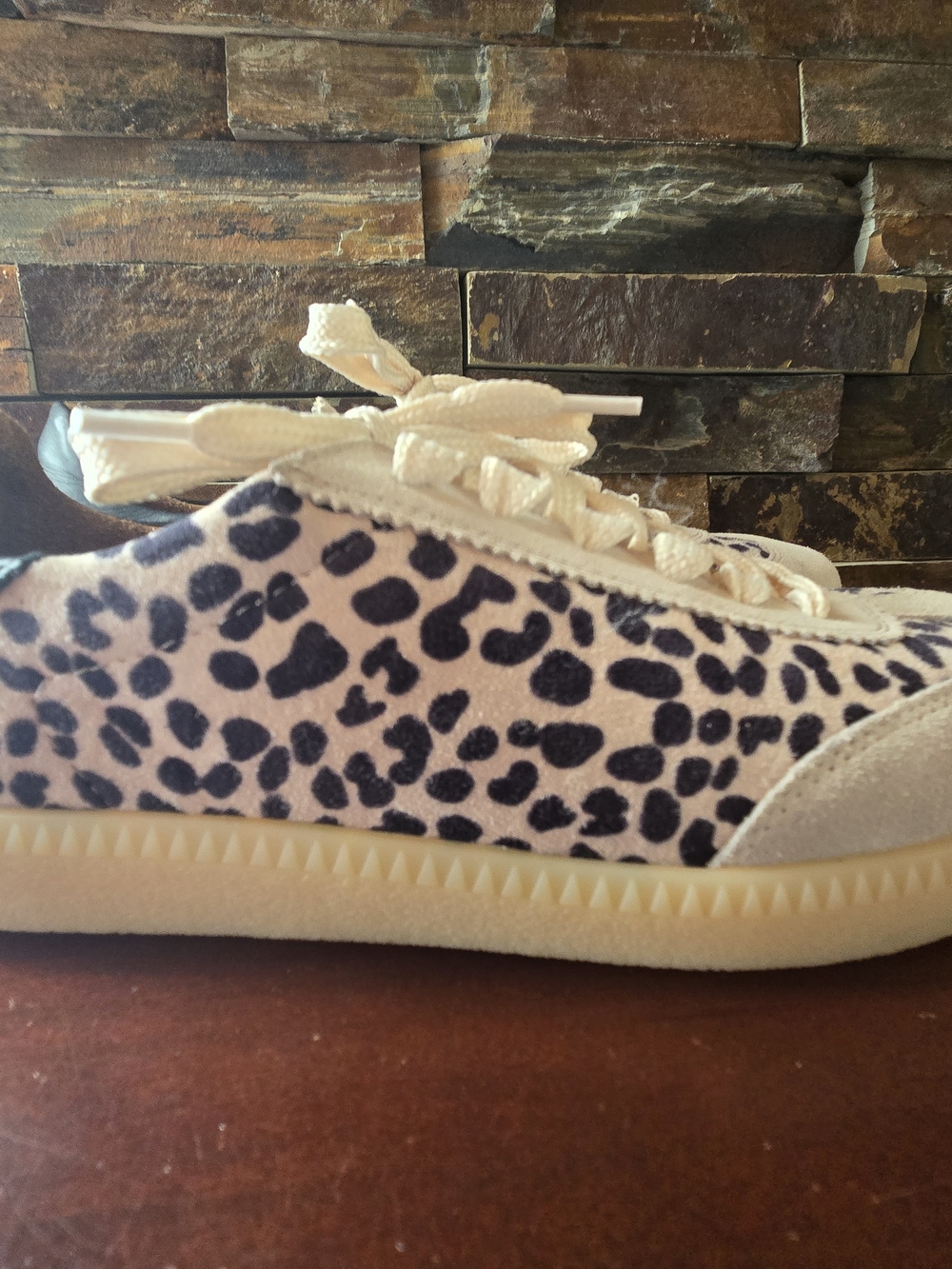 Biza Neutral Leopard-Print Suede Casual Sneakers - Picture 2 of 6